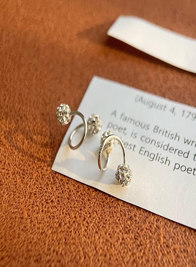 Izpack Full of Crystal Ball Cuffs Twist Climber Earrings Hypoallergenic 925 Sterling Silver for Women Cubic Zirconia Cartilage Pierced Crawler Wrap Huggie Studs Helix Earring Shamballa Inspired Fashion Jewelry Birthday Gifts - Image 4
